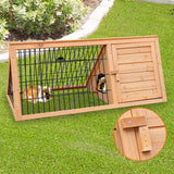 Furtastic Triangle Wooden Rabbit Hutch - Close-Up Angle