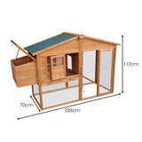Furtastic Large Chicken Coop & Rabbit Hutch With Ramp - Low Angle