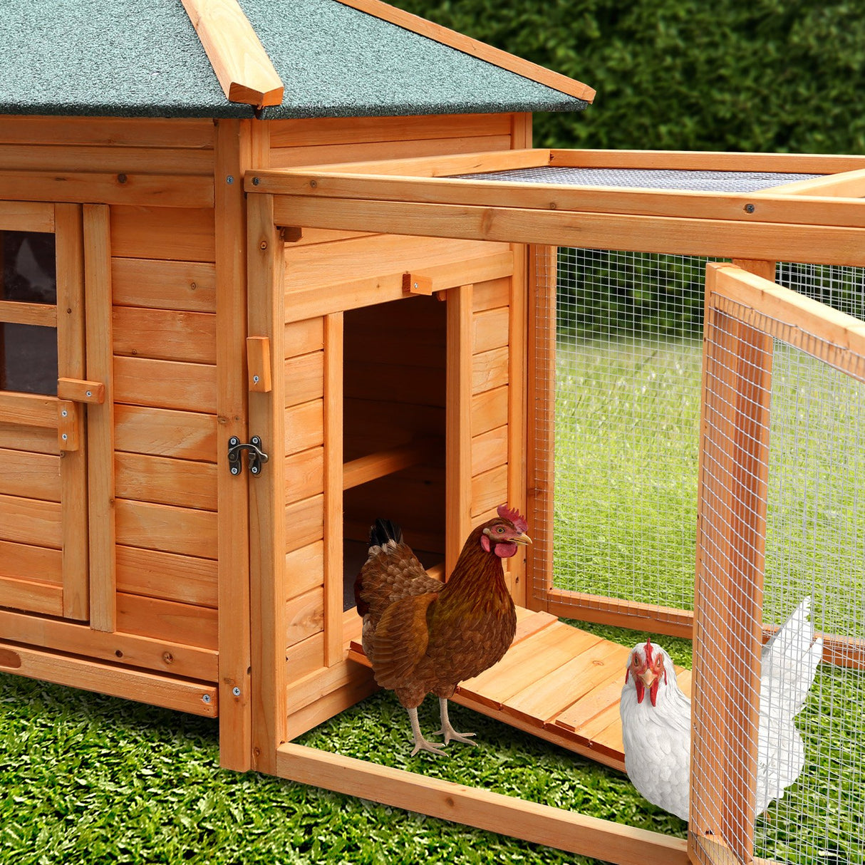 Furtastic Large Wooden Chicken Coop Rabbit Hutch Nesting Box Fir Wood