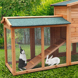 Furtastic Large Wooden Chicken Coop & Rabbit Hutch With Ramp - Low Angle