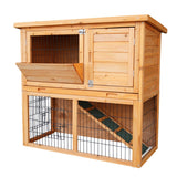 Furtastic 2-Storey Wooden Chicken Coop & Rabbit Hutch With Trough