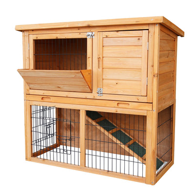 Furtastic 2-Storey Wooden Chicken Coop & Rabbit Hutch With Trough