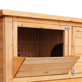 Furtastic 2-Storey Wooden Chicken Coop & Rabbit Hutch With Trough - Close-Up Angle