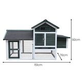 Furtastic Large Chicken Coop & Rabbit Hutch With Ramp - Green - Front View