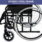 Orthonica 24in Self Propelled Foldable Steel Wheelchair - Black - Rear View