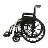 Orthonica 24in Foldable Steel Wheelchair in Black Steel Frame Heavy-Duty Disability Aid - Side View