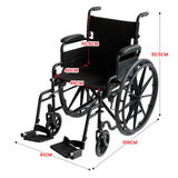 Orthonica 24in Foldable Steel Wheelchair in Black Steel Frame Heavy-Duty Disability Aid - Top-Down View
