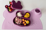 We Might Be Tiny Bunny Stickie Plate Plum - Top-Down View