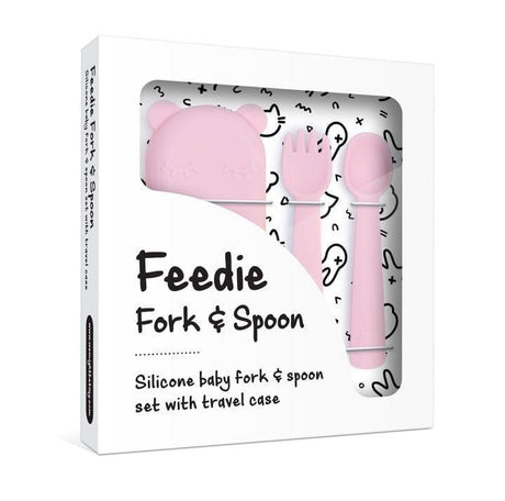 We Might Be Tiny Feedie Fork Spoon Set- Powder Pink-1954803101949104131