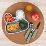We Might Be Tiny Round Placie? Silicone Placemat Grey - Close-Up Angle