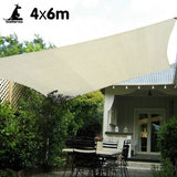 Wallaroo Waterproof 160GSM Outdoor Sun Shade Sail Canopy Cream Rectangle 4 x 6m