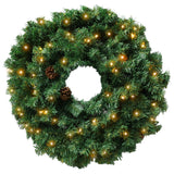 Christabelle Prelit 61cm Yuletide Glow Christmas Wreath with Pine Cones - Side View
