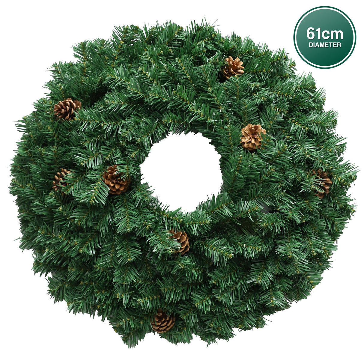 Christabelle Prelit 61cm Yuletide Glow Christmas Wreath with Pine Cones