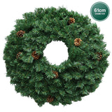 Christabelle Prelit 61cm Yuletide Glow Christmas Wreath with Pine Cones - Top-Down View