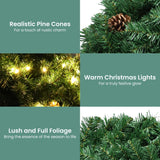 Christabelle Prelit 61cm Yuletide Glow Christmas Wreath with Pine Cones - 45-Degree Angle