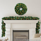 Christabelle Prelit 61cm Yuletide Glow Christmas Wreath with Pine Cones - Close-Up Angle