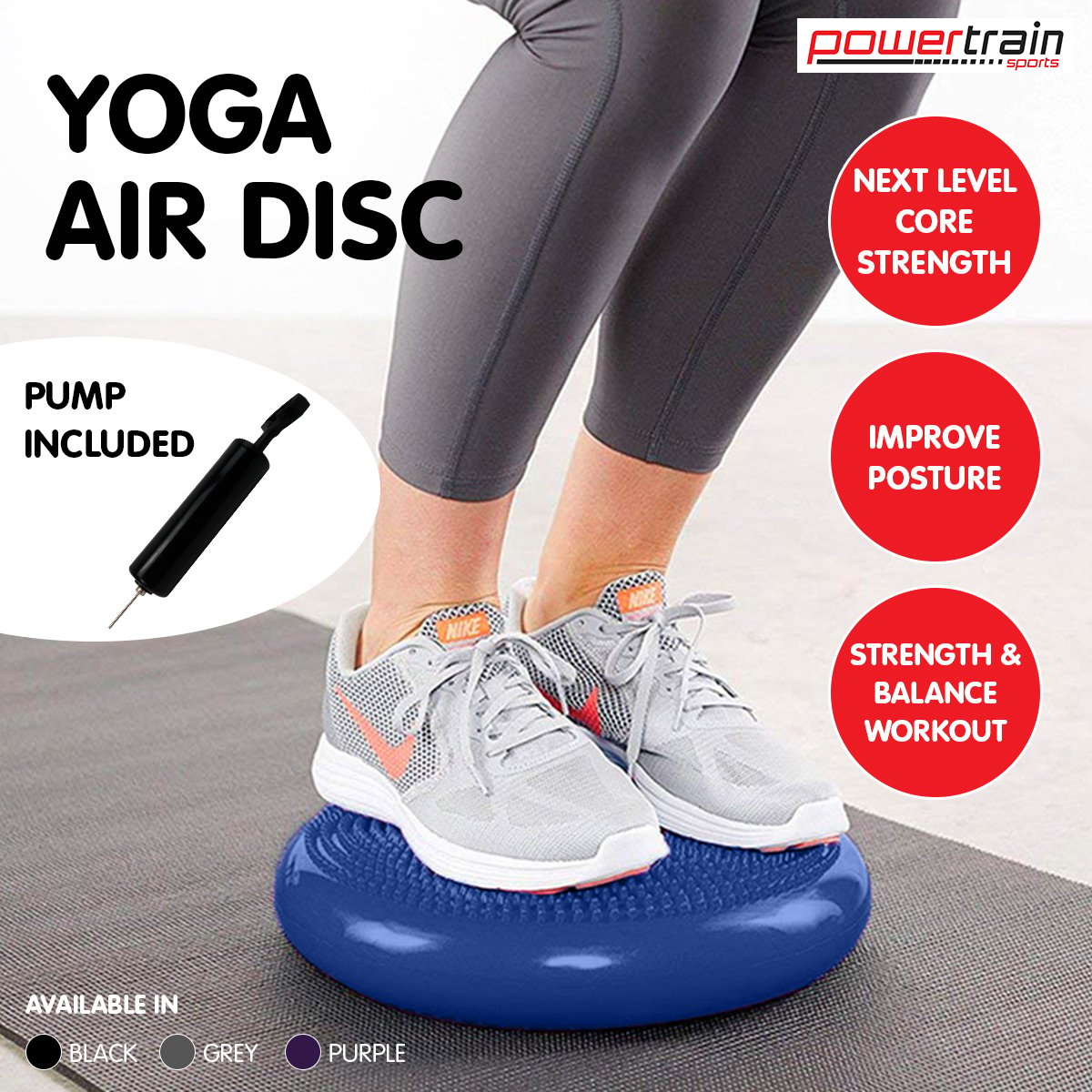 Powertrain Yoga Stability Disc Pilates Balance Trainer - Blue