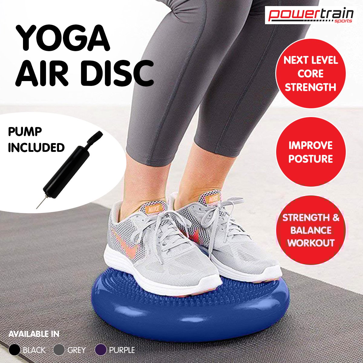 Powertrain Yoga Stability Disc Pilates Balance Trainer - Blue