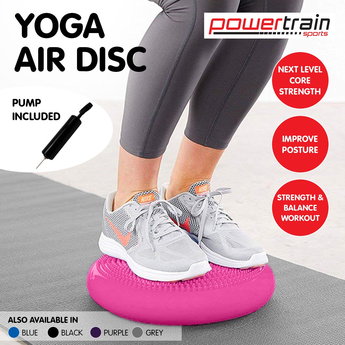 Powertrain Yoga Stability Disc Pilates Balance Trainer - Pink