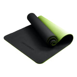 Powertrain TPE Yoga Exercise Mat Home Gym Pilates Fitness 8mm Thick in Black/Green - Front View