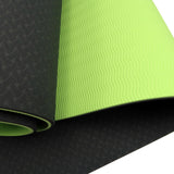 Powertrain TPE Yoga Exercise Mat Home Gym Pilates Fitness 8mm Thick in Black/Green - Side View