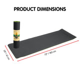 Powertrain TPE Yoga Exercise Mat Home Gym Pilates Fitness 8mm Thick in Black/Green - Close-Up Angle