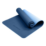 Powertrain TPE Yoga Exercise Mat Home Gym Pilates Fitness 8mm Thick in Dark Blue - Front View