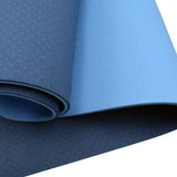 Powertrain TPE Yoga Exercise Mat Home Gym Pilates Fitness 8mm Thick in Dark Blue - Side View