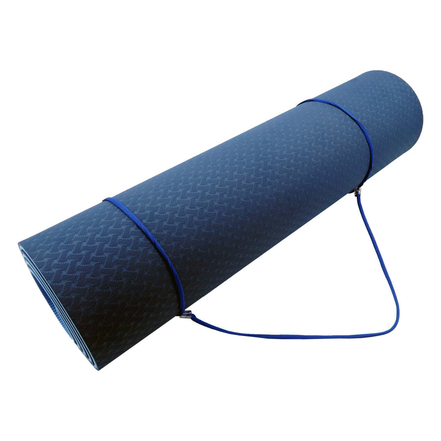 Powertrain TPE Yoga Exercise Mat Home Gym Pilates Fitness 8mm Thick in Dark Blue