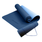 Powertrain TPE Yoga Exercise Mat Home Gym Pilates Fitness 8mm Thick in Dark Blue