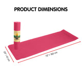 Powertrain TPE Yoga Pilates Exercise Mat 6mm - Rose Pink - Front View