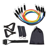 11 Piece Resistance Tube Bands Exercise Workout Bands Set Stackable With Handles & Bag - Side View