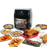 14L Digital Turbo Air Fryer Cooker w/ Rolling Cage/Rotisserie - 45-Degree Angle