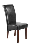 2x Wooden Frame Black Leatherette Dining Chairs with Solid Pine Legs