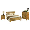 4 Pieces Bedroom Suite Double Size in Solid Wood Antique Design Light Brown Bed, Bedside Table & Tallboy