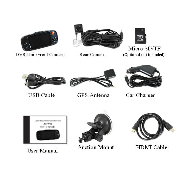 Enhanced Dual-View Car Dash Camera with GPS and G-Sensor