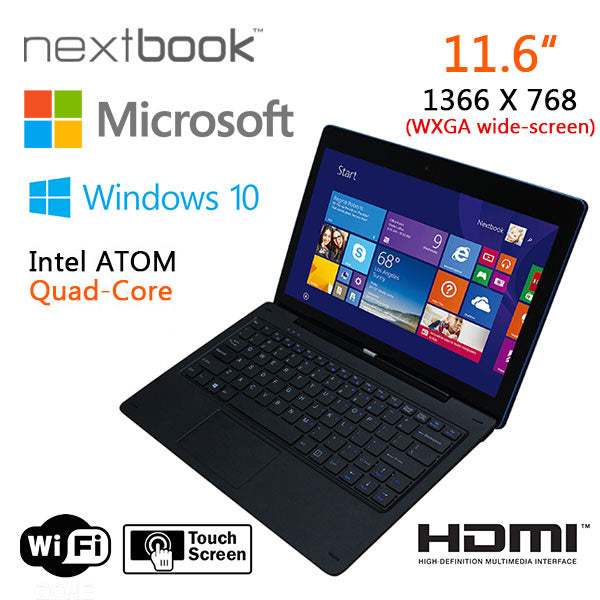 11.6-Inch Quad-Core Windows 10 Tablet PC with 32GB Storage and HDMI Output