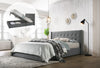 Double Sized Winged Fabric Bed Frame with Gas Lift Storage in Light Grey