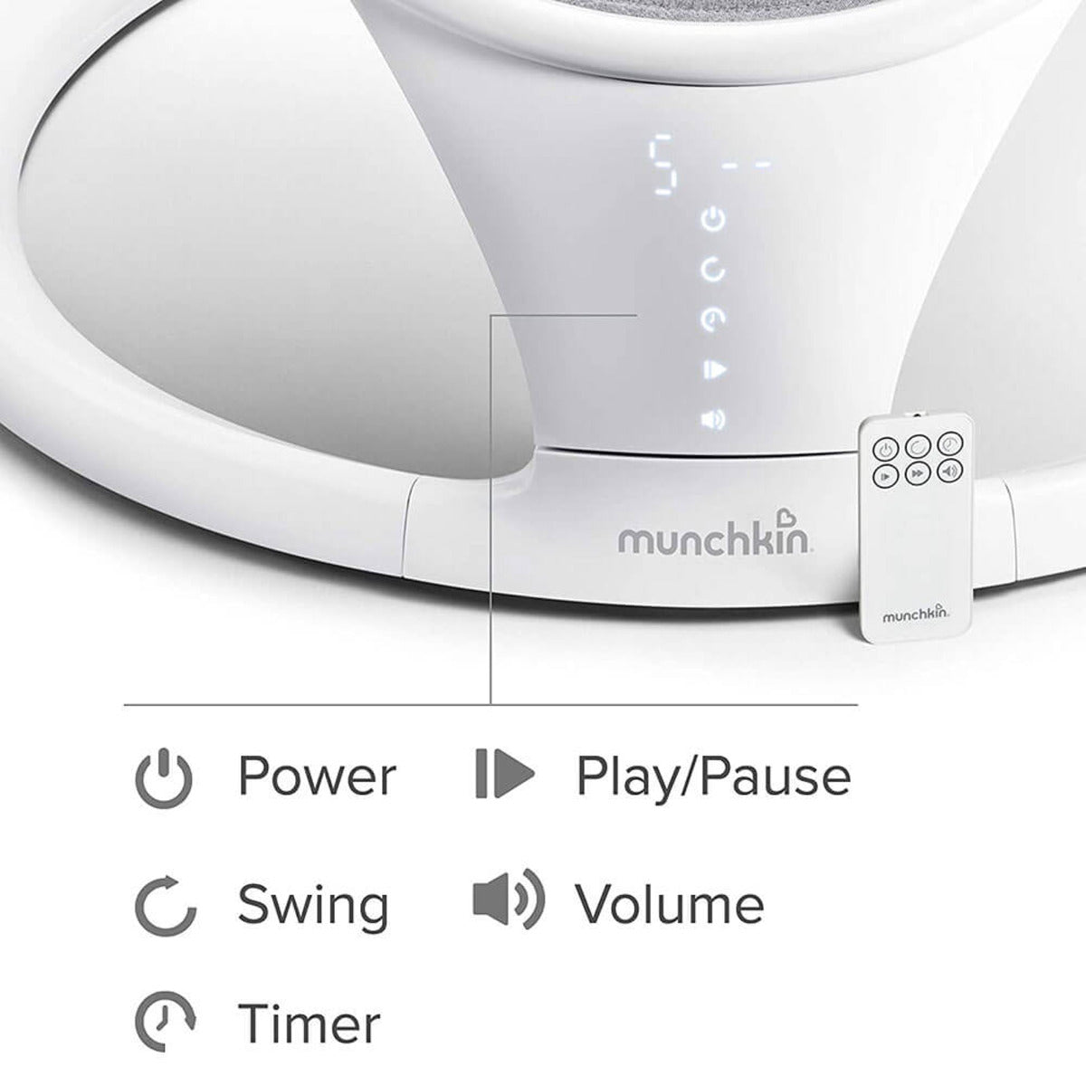 Bluetooth-Enabled Munchkin Infant Swing with Soothing Sounds and Side-to-Side Motion