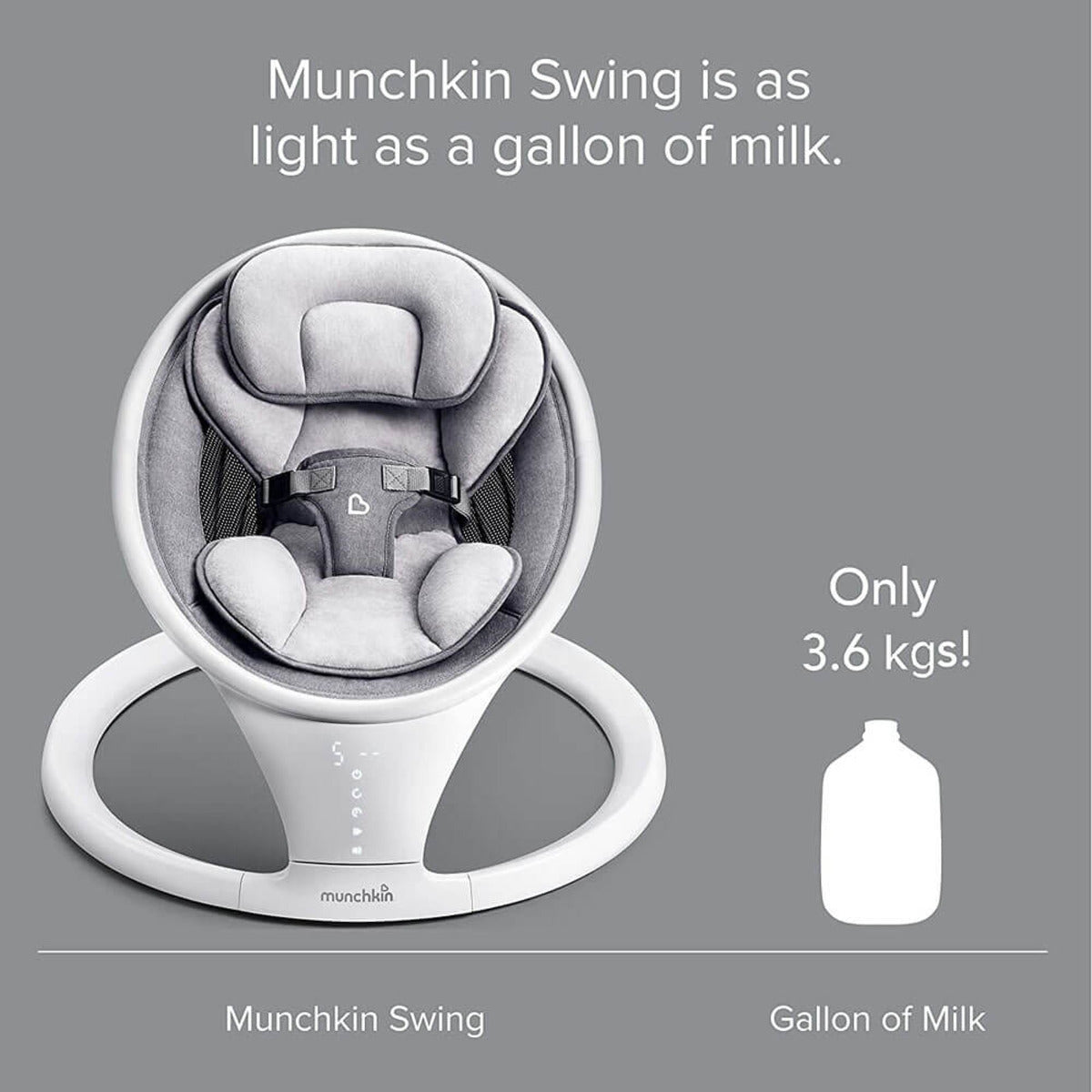 Bluetooth-Enabled Munchkin Infant Swing with Soothing Sounds and Side-to-Side Motion