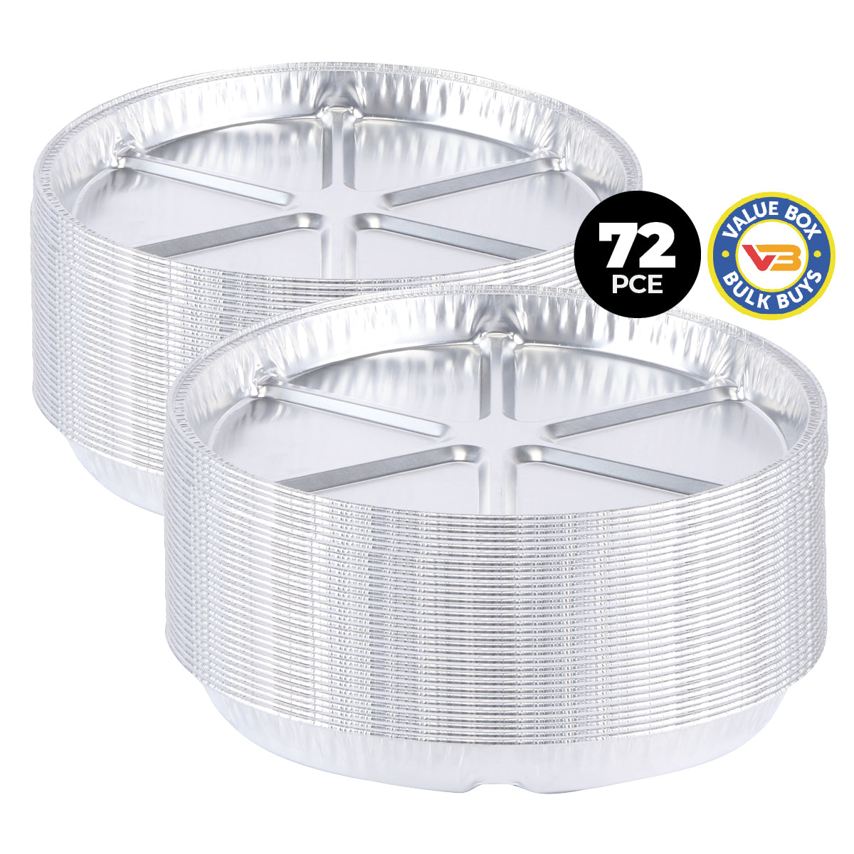 Premium 72-Piece Heavy-Duty Aluminium Round Foil Trays for Baking and Grilling - 37.5cm