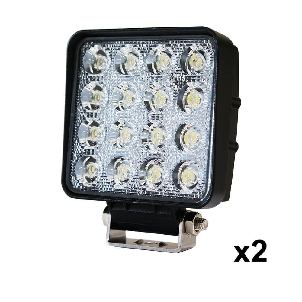 48W LED Flood Work Lights - 2 Pack for Off-Road, Boat, Camping & Fishing (12V/24V)