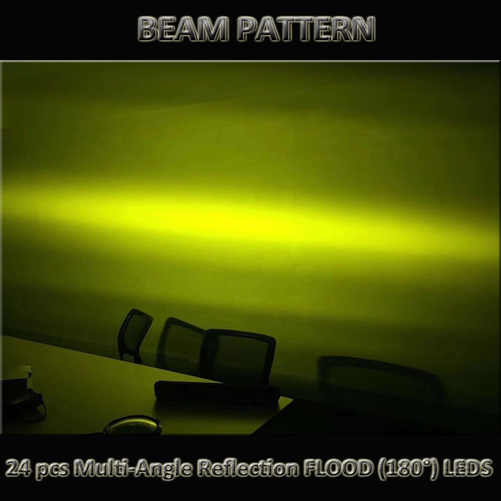 Pair of 5-Inch Yellow LED Flood Light Bars for Off-Road, Boat, and Truck Use
