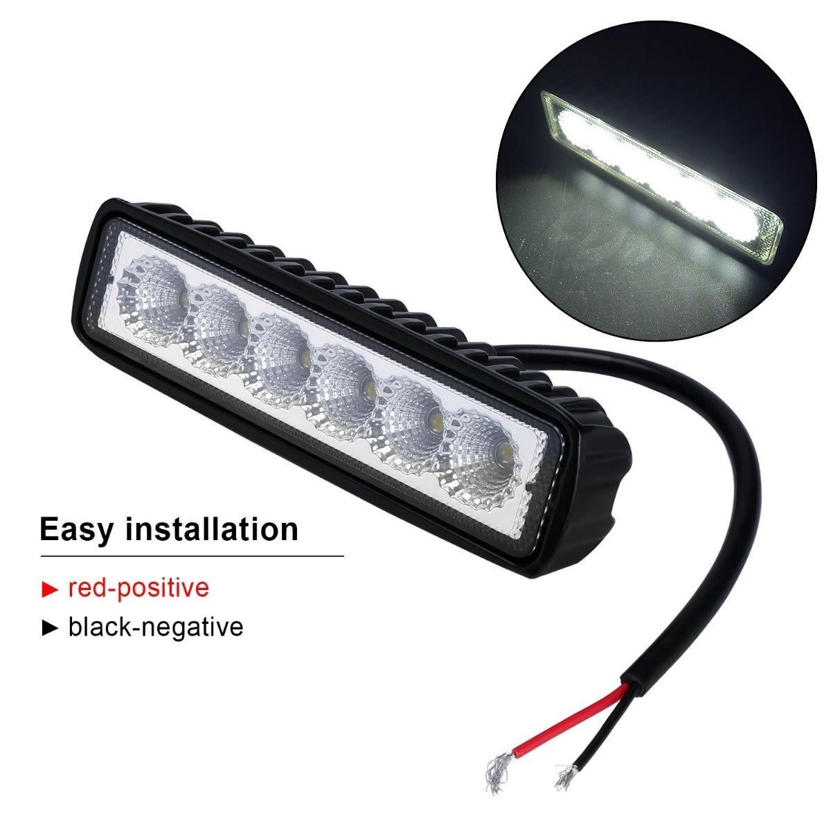 Dual 6-Inch 18W CREE LED Work Light Bar for Offroad Trucks and Mining UTE 4WD