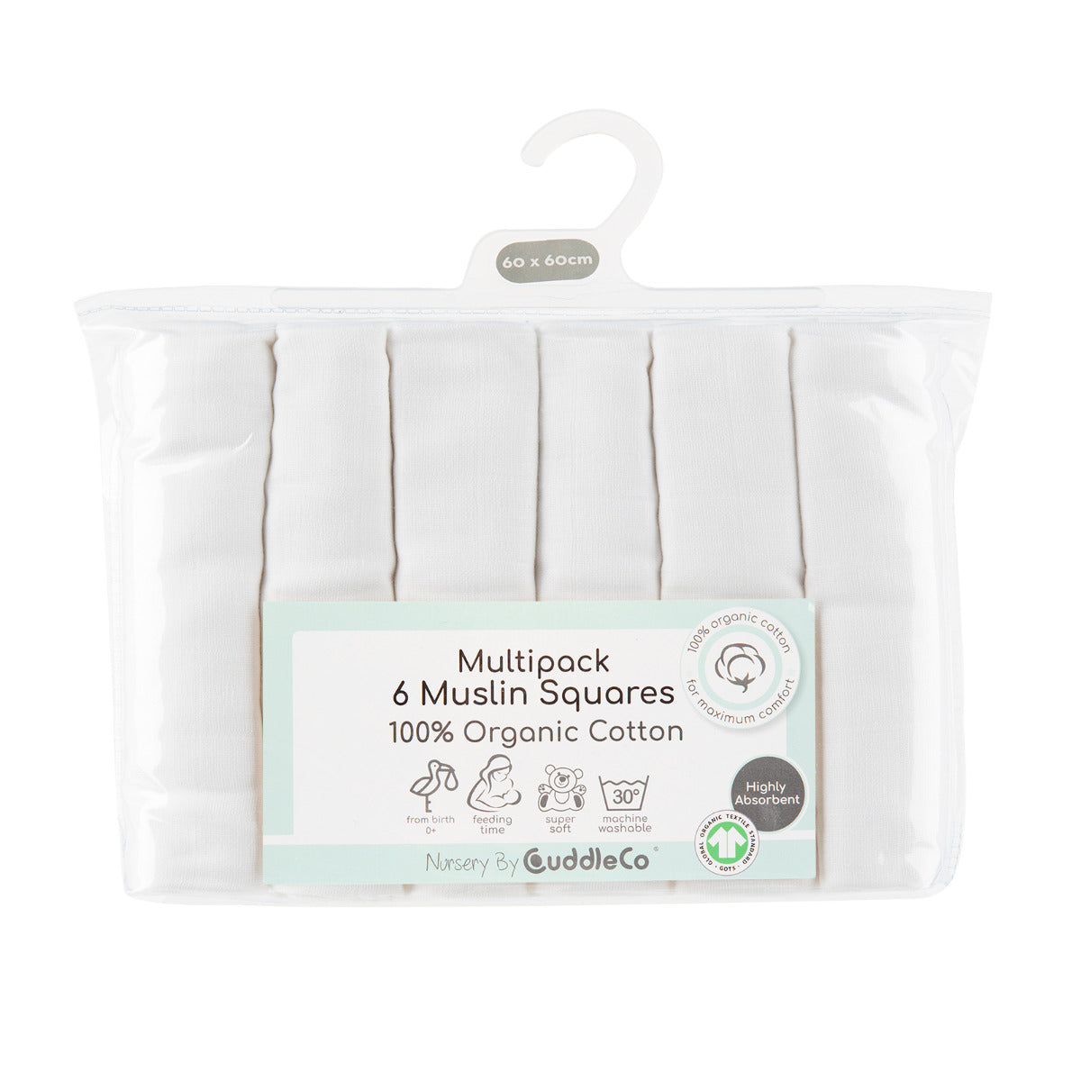 Cuddleco Organic Cotton Muslin Squares - White