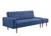 3 Seater Fabric Sofa Bed with Ottoman - Blue