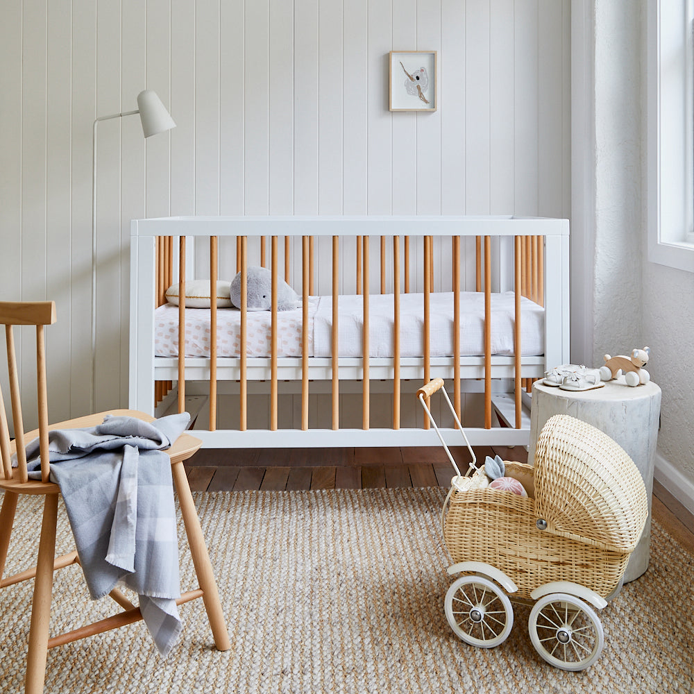 Bebe Care Zuri Wooden Baby Cot - Natural Finish