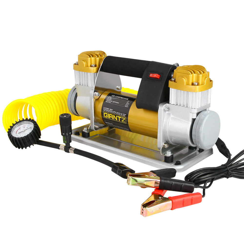 Giantz 540W High-Performance 12V Air Compressor with Deflation Valve and Multi-Purpose Attachments