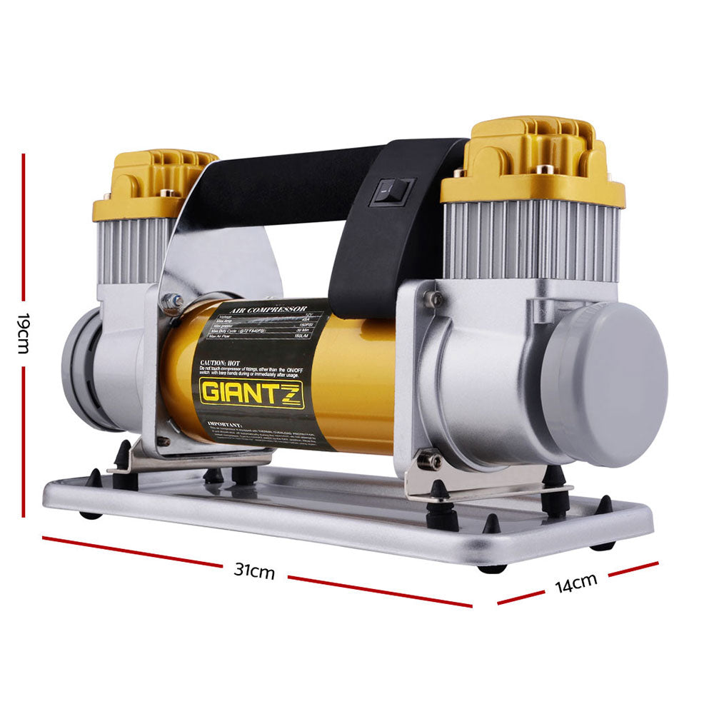 Giantz 540W High-Performance 12V Air Compressor with Deflation Valve and Multi-Purpose Attachments