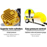 Giantz 540W High-Performance 12V Air Compressor with Deflation Valve and Multi-Purpose Attachments - Top-Down View